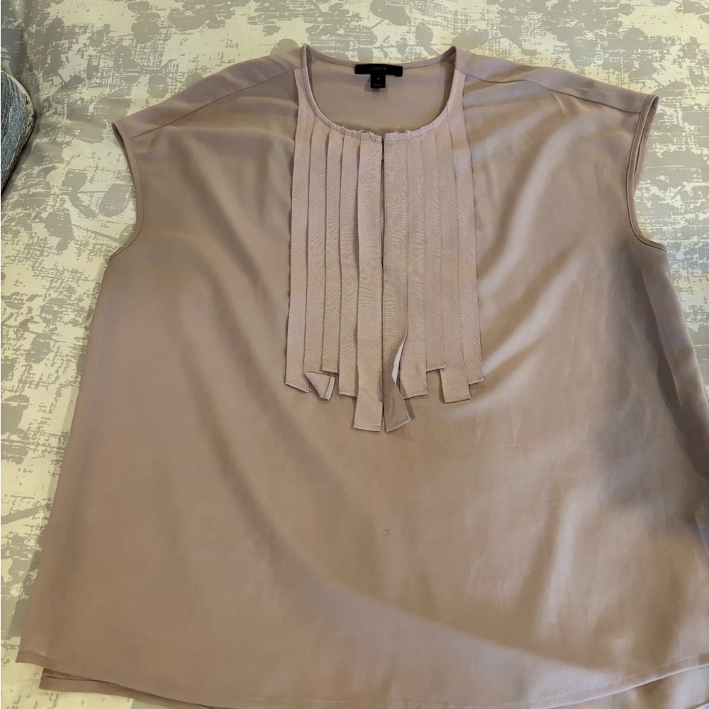 J. Crew Sleeveless Pleated Front Blouse in Dusty Mauve